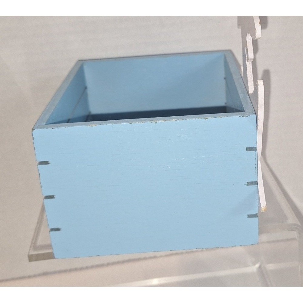 Vintage FTDA Blue Wood Goose Crate Planter Country Decor Storage Box 1980s - Picture 2 of 10